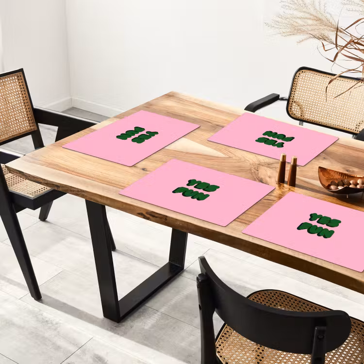 Placemat - 6 stuks - Yes fun - Groen - Roze — 5