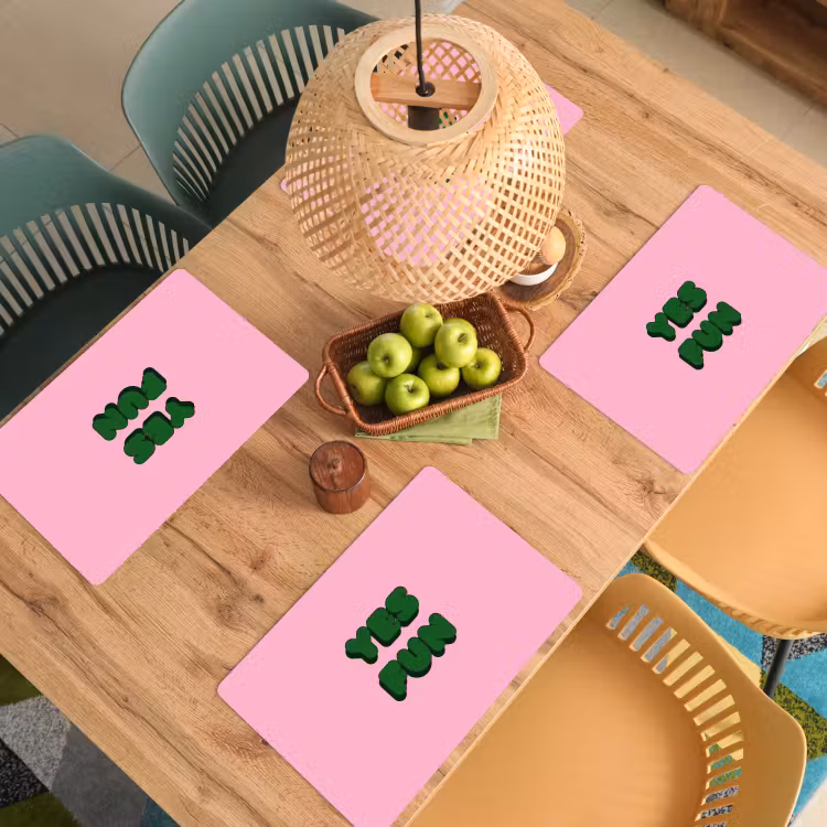 Placemat - 6 stuks - Yes fun - Groen - Roze — 6
