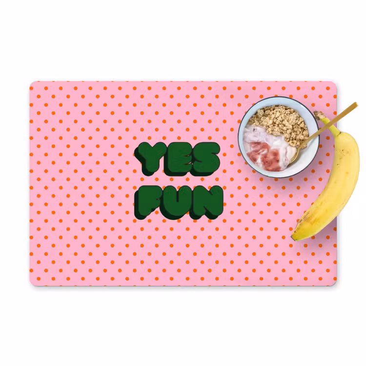 Placemat - 6 stuks - Yes fun - Groen - Roze - Stippen — 1