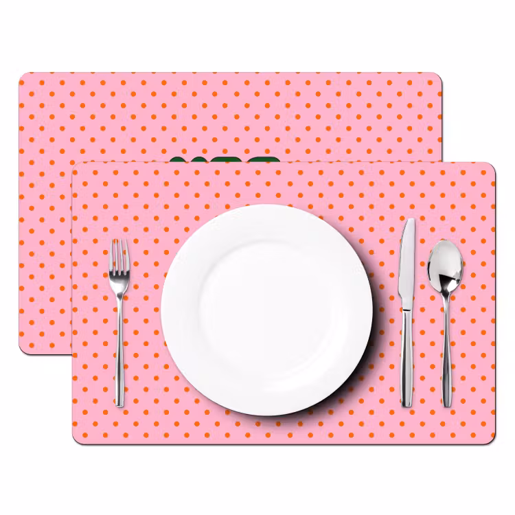 Placemat - 6 stuks - Yes fun - Groen - Roze - Stippen — 2