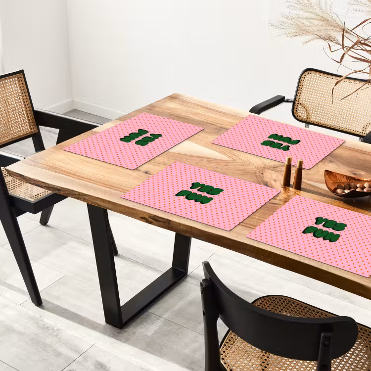 Placemat - 6 stuks - Yes fun - Groen - Roze - Stippen — 5