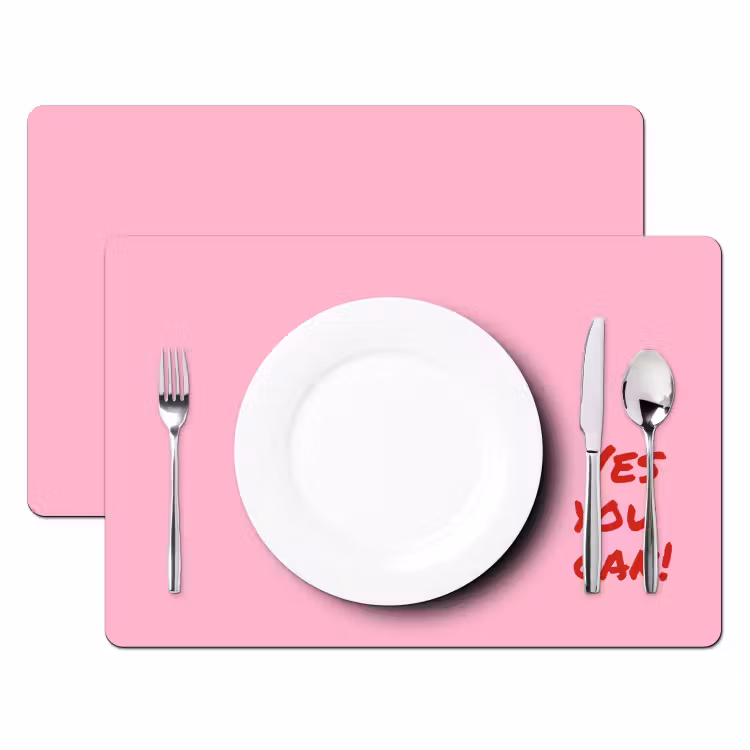 Placemat - 6 stuks - Yes you can do it - Rood - Roze — 2