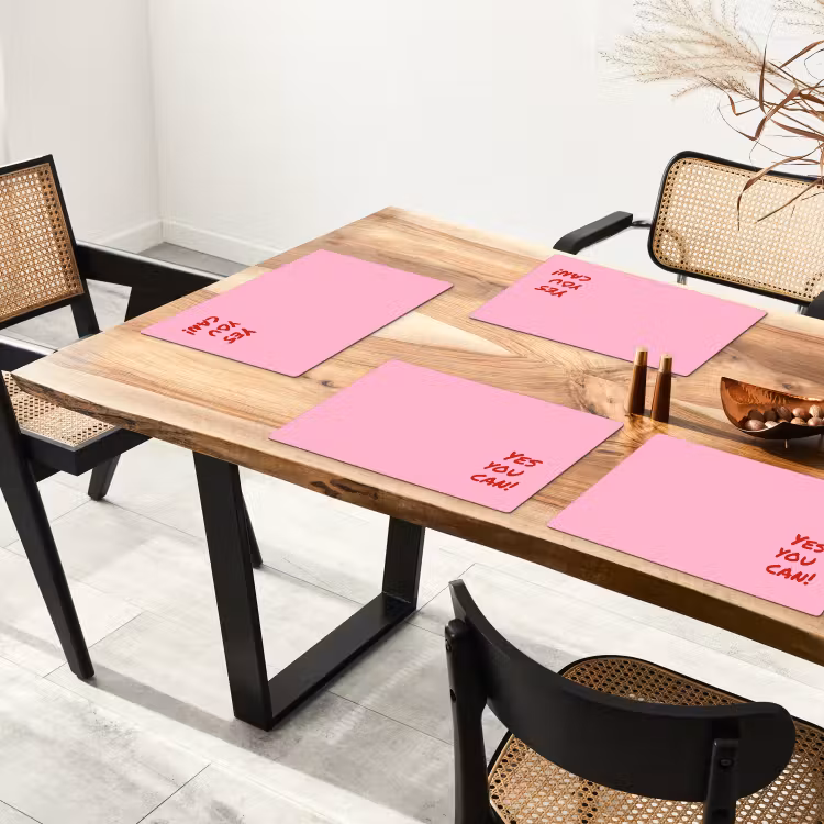 Placemat - 6 stuks - Yes you can do it - Rood - Roze — 5