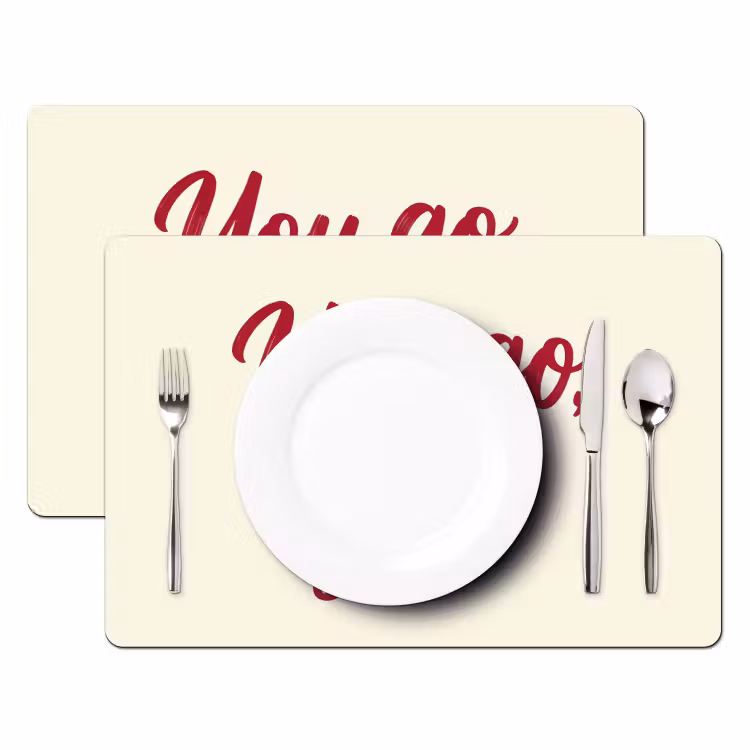 Placemat - 6 stuks - you go girl - Rood - Wit — 2