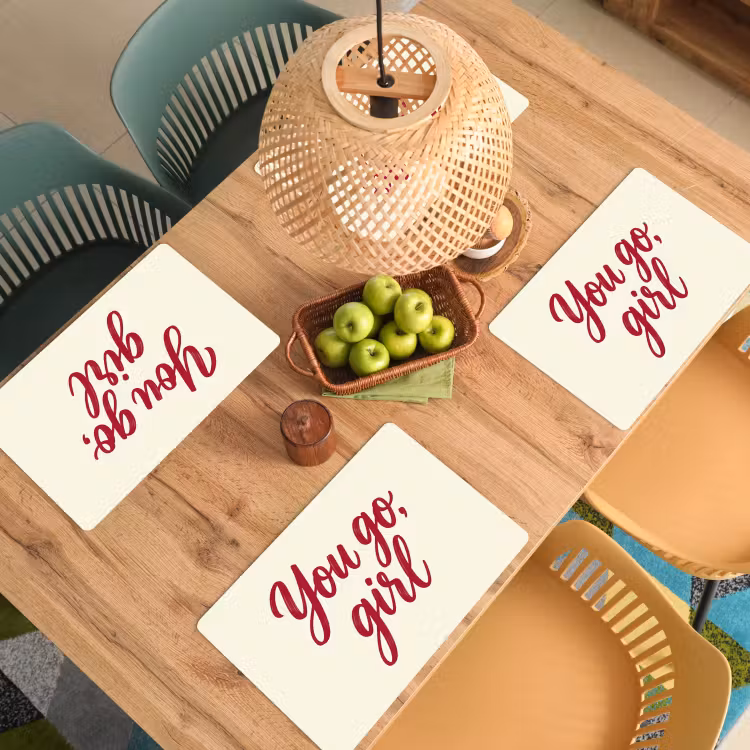 Placemat - 6 stuks - you go girl - Rood - Wit — 6