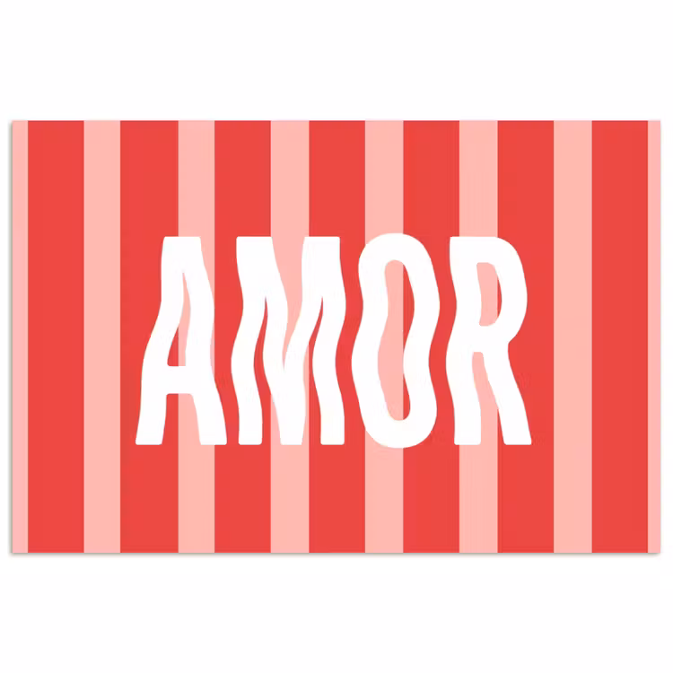 Poster - Amor - Strepen - Rood - Roze — 1
