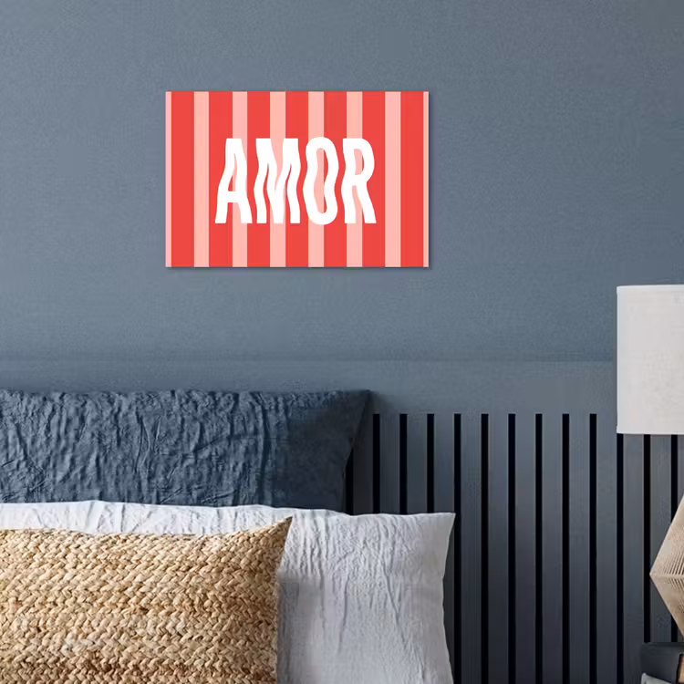 Poster - Amor - Strepen - Rood - Roze — 3