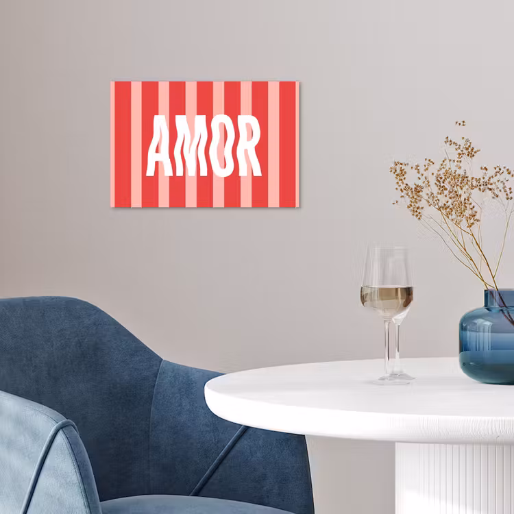 Poster - Amor - Strepen - Rood - Roze — 4