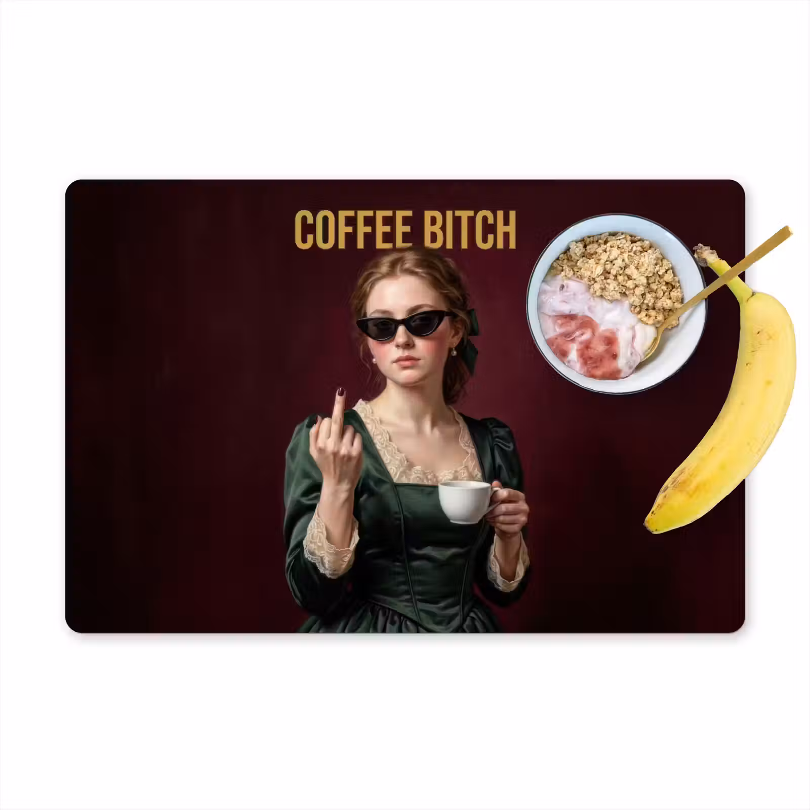 Placemat - 6 stuks - Koffie - Vrouw - Middelvinger — 1