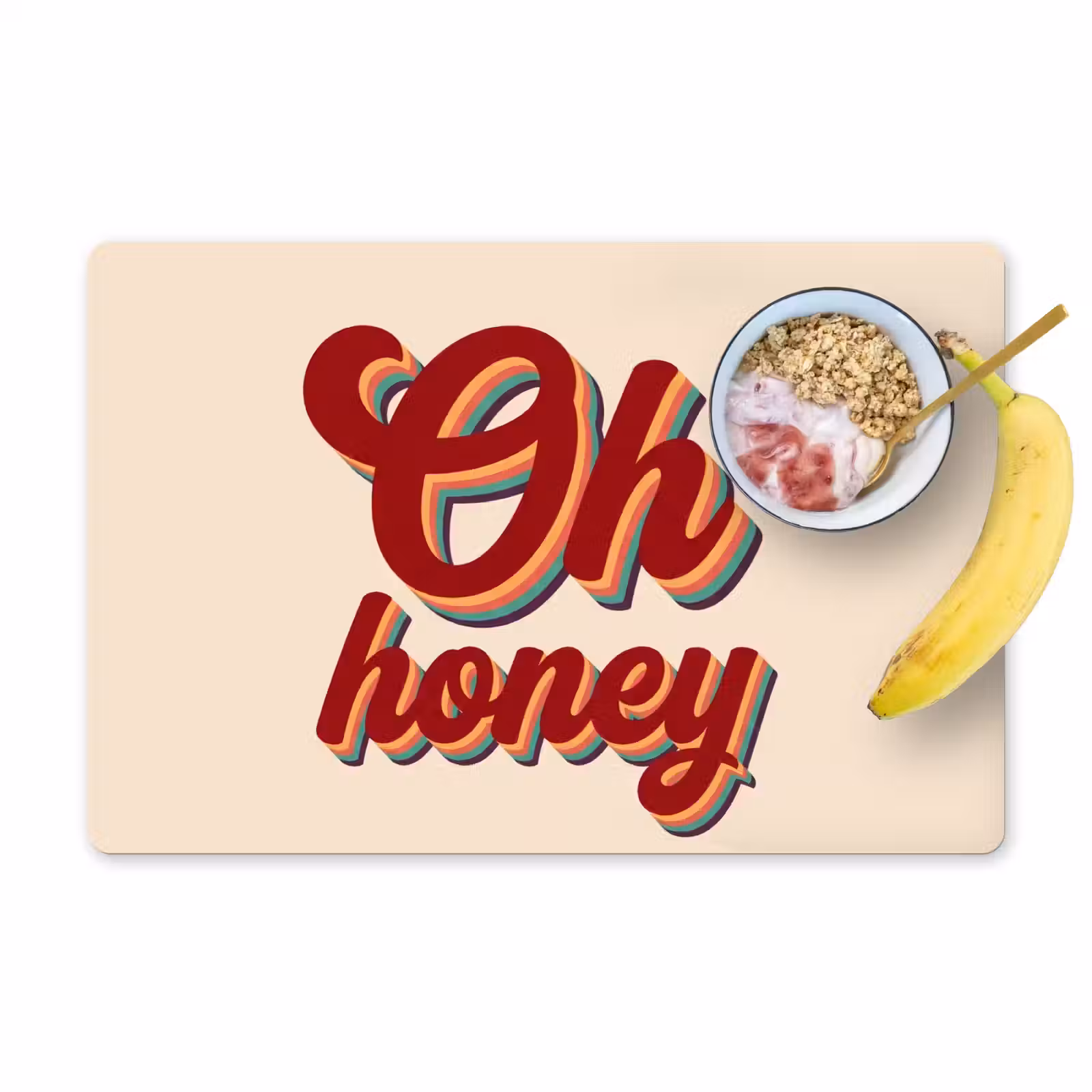 Placemat - 6 stuks - Oh honey - Rood - Schaduw — 1