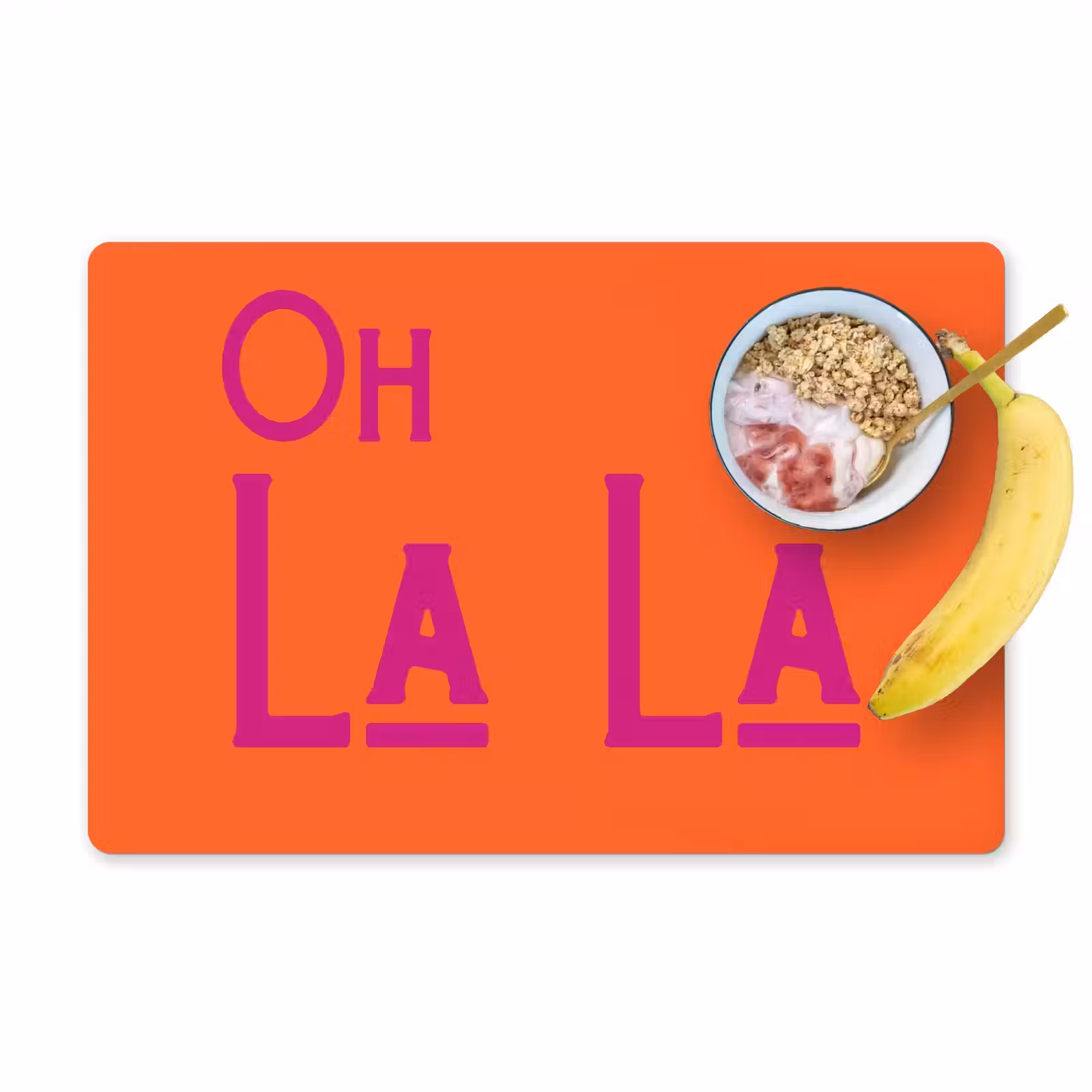 Placemat - 6 stuks - Oh la la - Oranje - Roze - Scheeflettertype — 1
