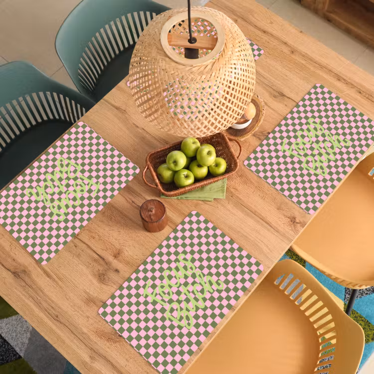 Placemat - 6 stuks - Focus - Vakken - Roze — 6