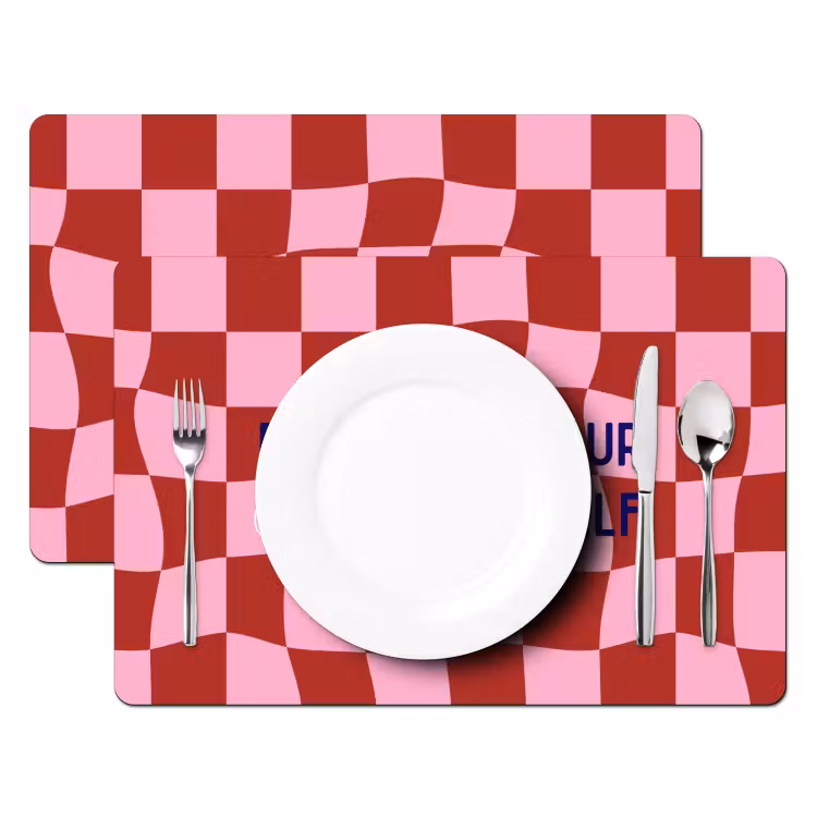 Placemat - 6 stuks - Furture - Geblokt - Rood — 2
