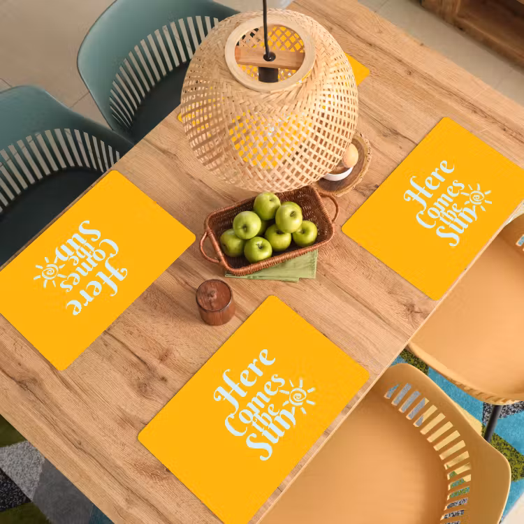 Placemat - 6 stuks - Geel - Blauw - Here comes the sun — 6