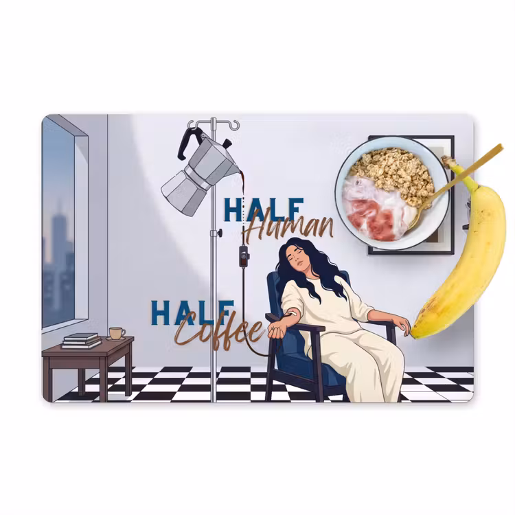Placemat - 6 stuks - Half human, Half Coffee - Infuus - Koffie — 1