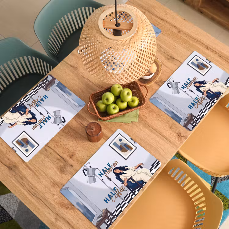 Placemat - 6 stuks - Half human, Half Coffee - Infuus - Koffie — 6