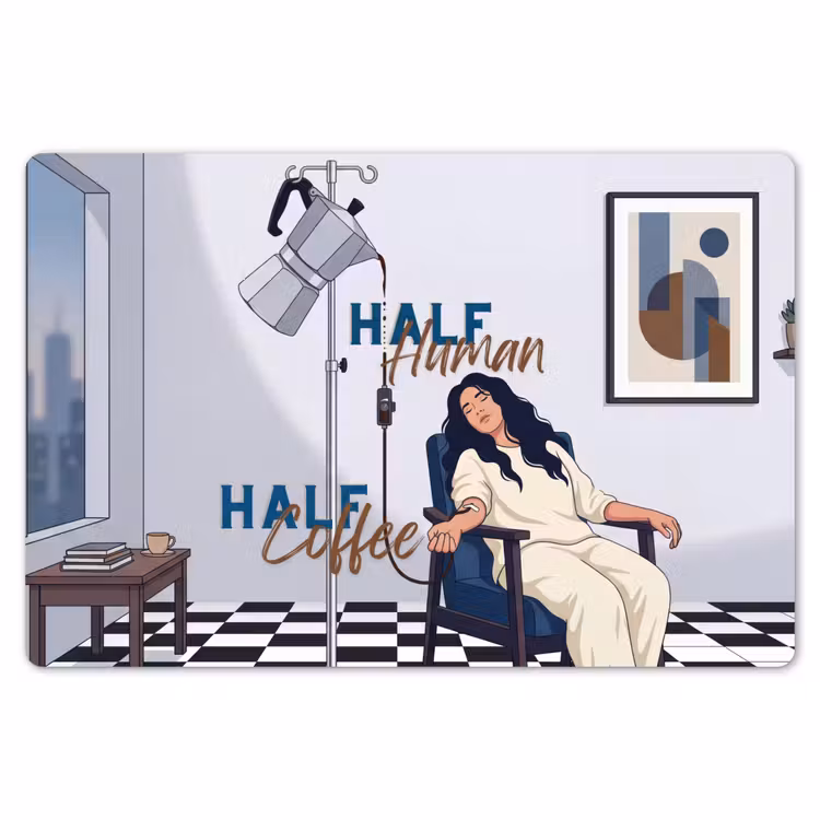 Placemat - 6 stuks - Half human, Half Coffee - Infuus - Koffie — 7