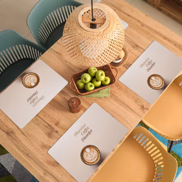 Placemat - 6 stuks - Koffie - Obessive Coffee Disorder - Beige — 6