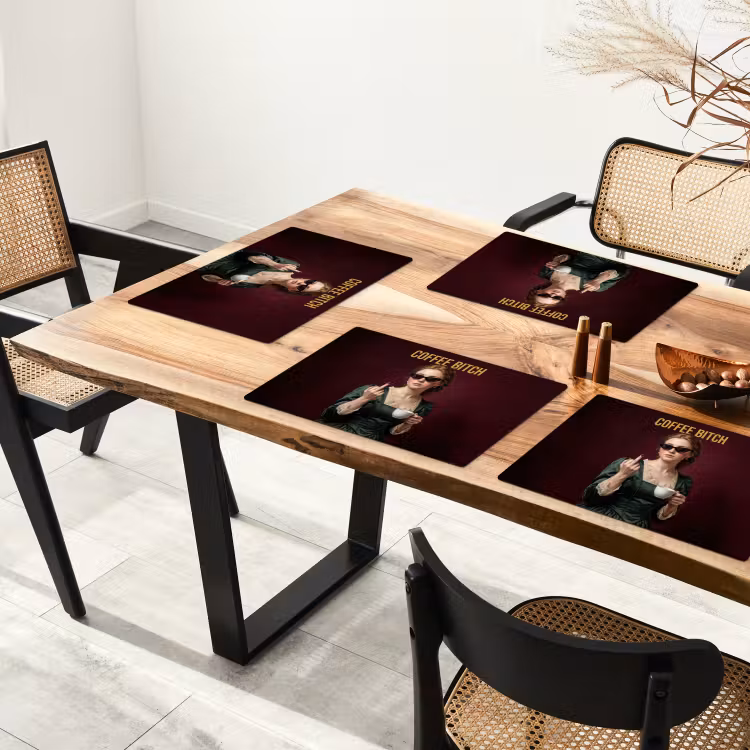 Placemat - 6 stuks - Koffie - Vrouw - Middelvinger — 5