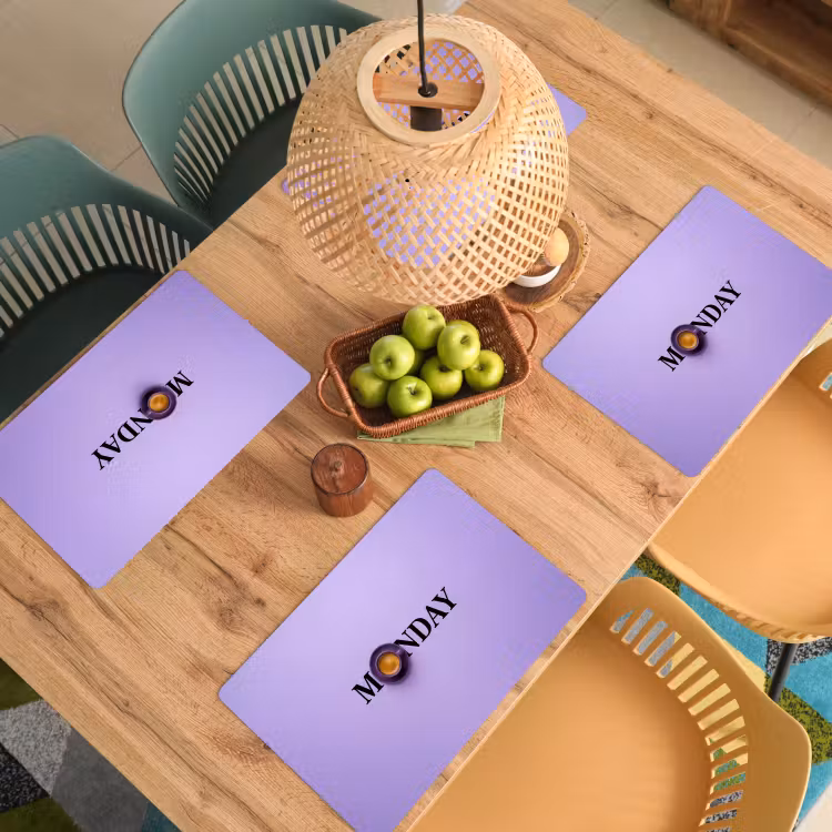 Placemat - 6 stuks - Maandag - Mok - Koffie - Paars — 6