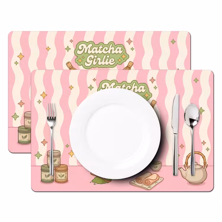 Placemat - 6 stuks - Matcha - Hond - Roze - Groen — 2