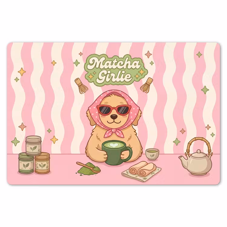 Placemat - 6 stuks - Matcha - Hond - Roze - Groen — 7