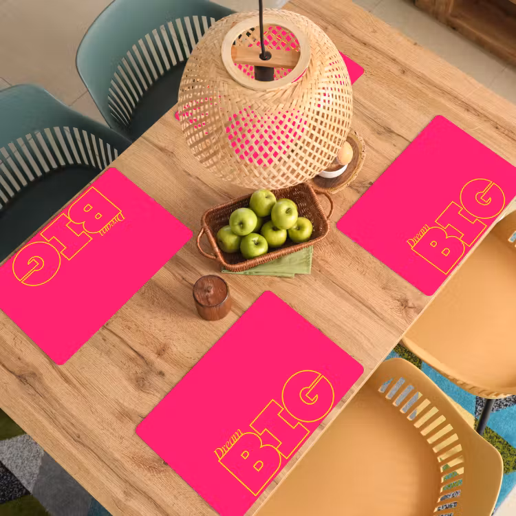 Placemat - 6 stuks - Minimalistisch - Roze - Dream big - Grafisch — 6
