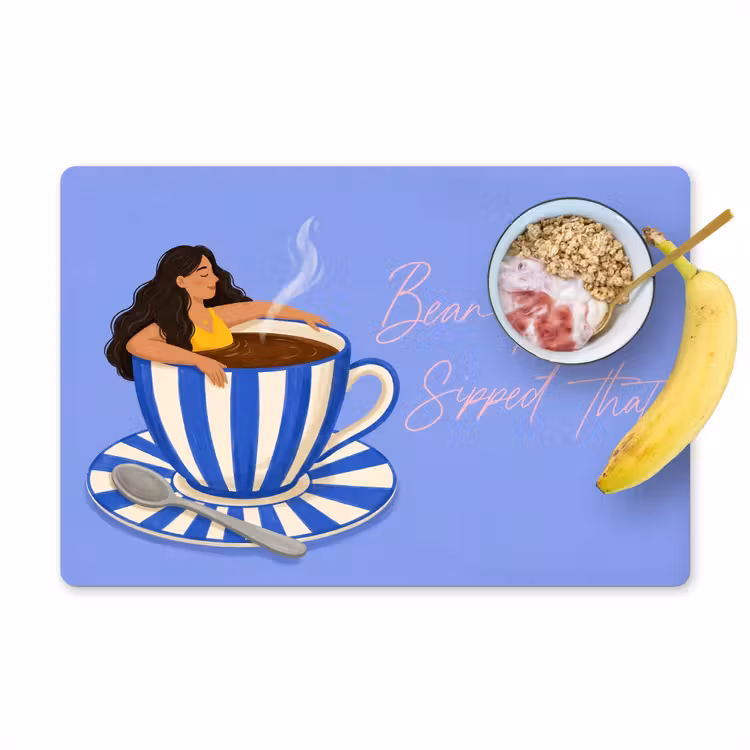 Placemat - 6 stuks - Mok - Koffie - Vrouw - Paars — 1