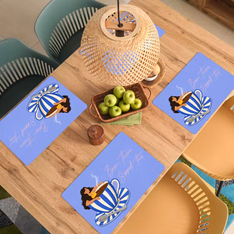 Placemat - 6 stuks - Mok - Koffie - Vrouw - Paars — 6