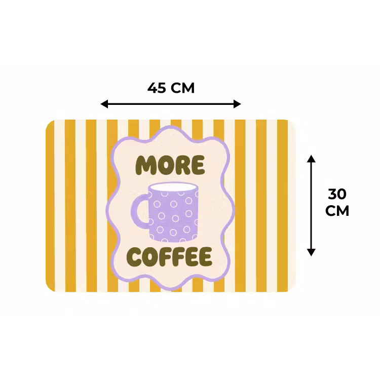 Placemat - 6 stuks - More coffee - Geel - Paars - Strepen - Mok — 3