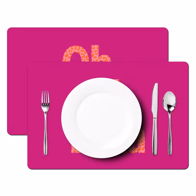 Placemat - 6 stuks - Oh la la - Luipaardprint - Roze — 2