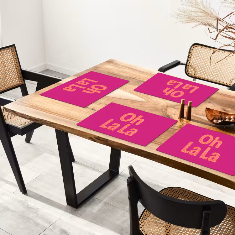 Placemat - 6 stuks - Oh la la - Luipaardprint - Roze — 5
