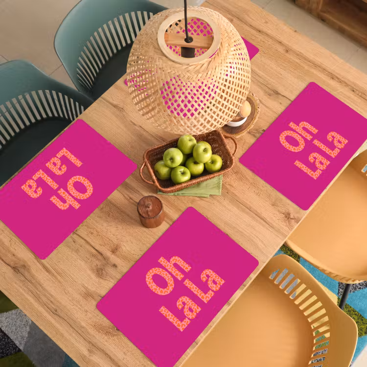Placemat - 6 stuks - Oh la la - Luipaardprint - Roze — 6