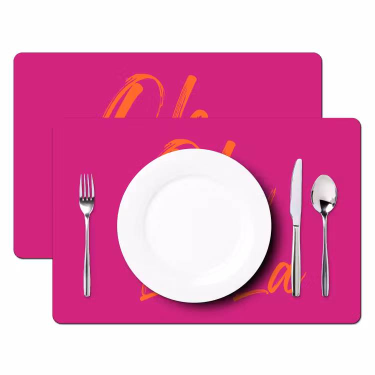 Placemat - 6 stuks - Oh la la - Oranje - Roze — 2