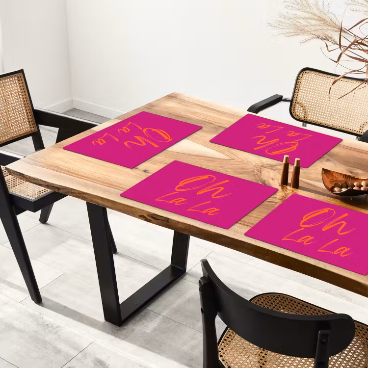 Placemat - 6 stuks - Oh la la - Oranje - Roze — 5