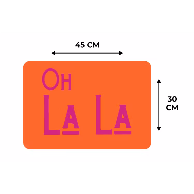 Placemat - 6 stuks - Oh la la - Oranje - Roze - Scheeflettertype — 3