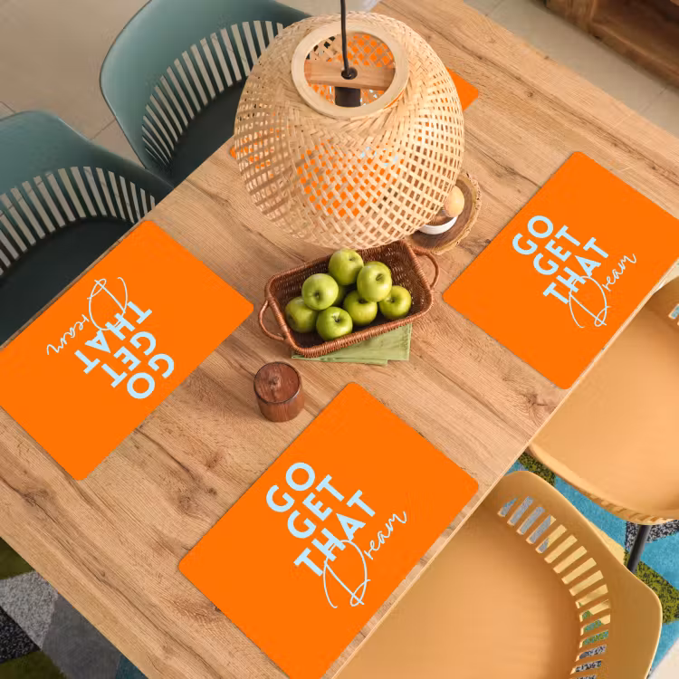 Placemat - 6 stuks - Oranje - Blauw - Go get that dream — 6
