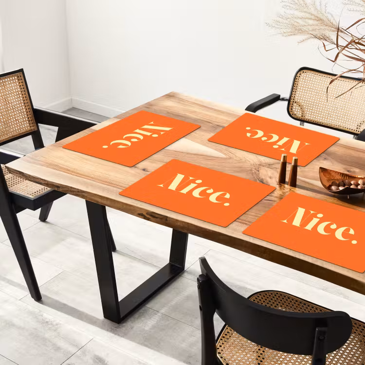 Placemat - 6 stuks - Oranje - Gebroken wit - Nice — 5