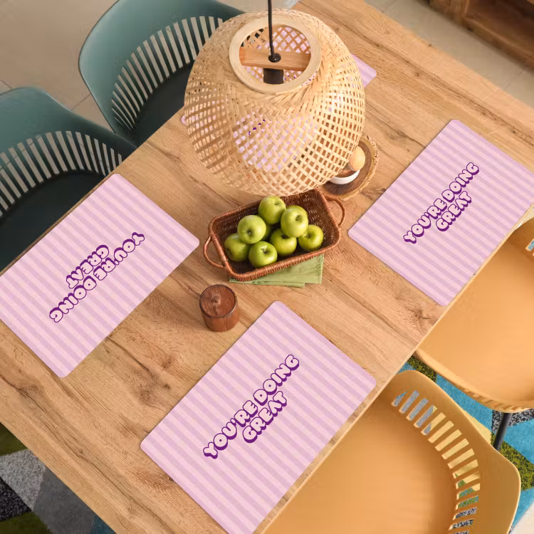 Placemat - 6 stuks - Paars - Strepen - You're doing great - Schaduw — 6