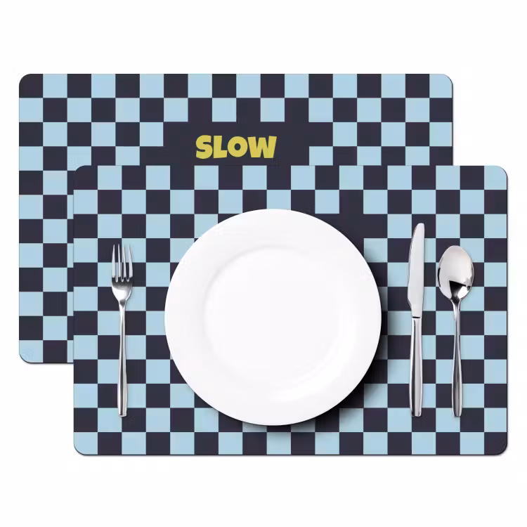 Placemat - 6 stuks - Patroon - Geblok - Blauw - Slow down you're doing fine — 2