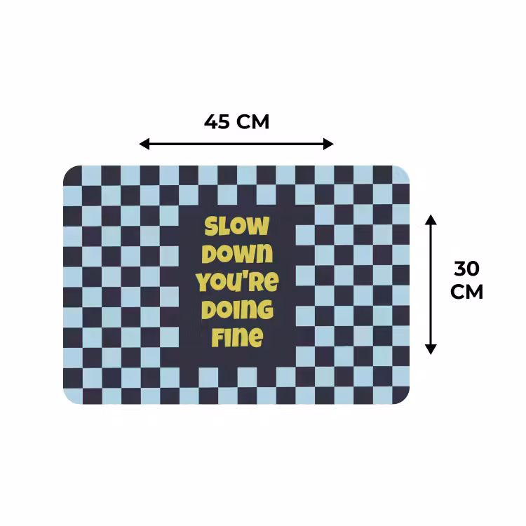 Placemat - 6 stuks - Patroon - Geblok - Blauw - Slow down you're doing fine — 3
