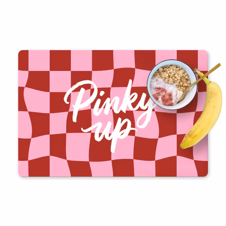 Placemat - 6 stuks - Pinky up - Geblokt - Bordeauxrood — 1