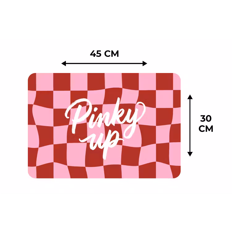 Placemat - 6 stuks - Pinky up - Geblokt - Bordeauxrood — 3