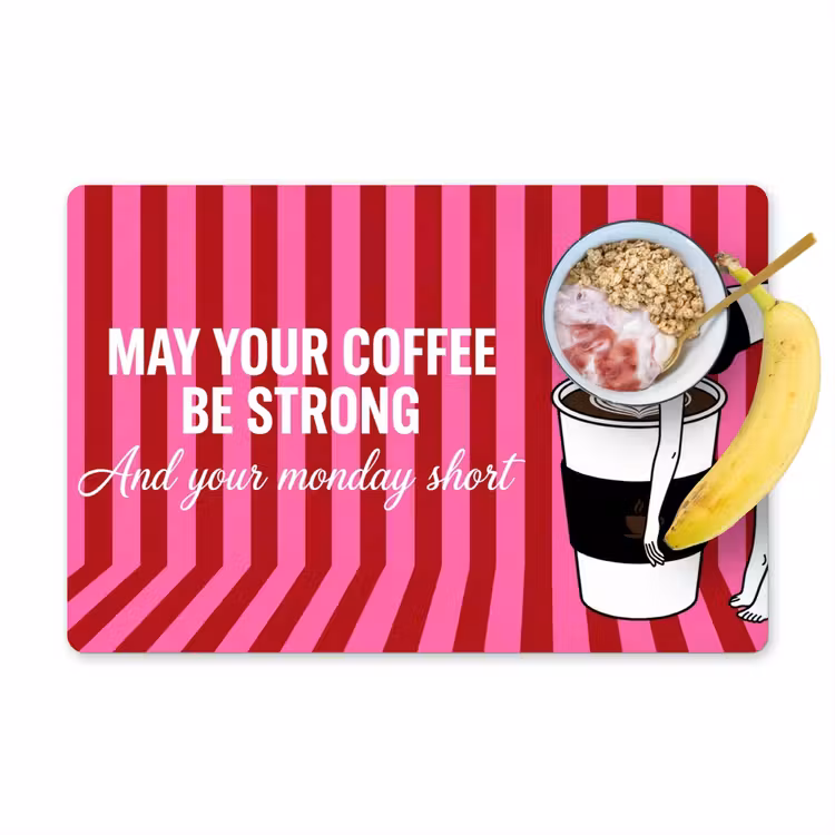 Placemat - 6 stuks - Roze - Strepen - Koffie - Maandag — 1