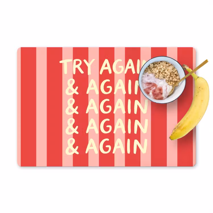 Placemat - 6 stuks - Strepen - Rood - Try again — 1