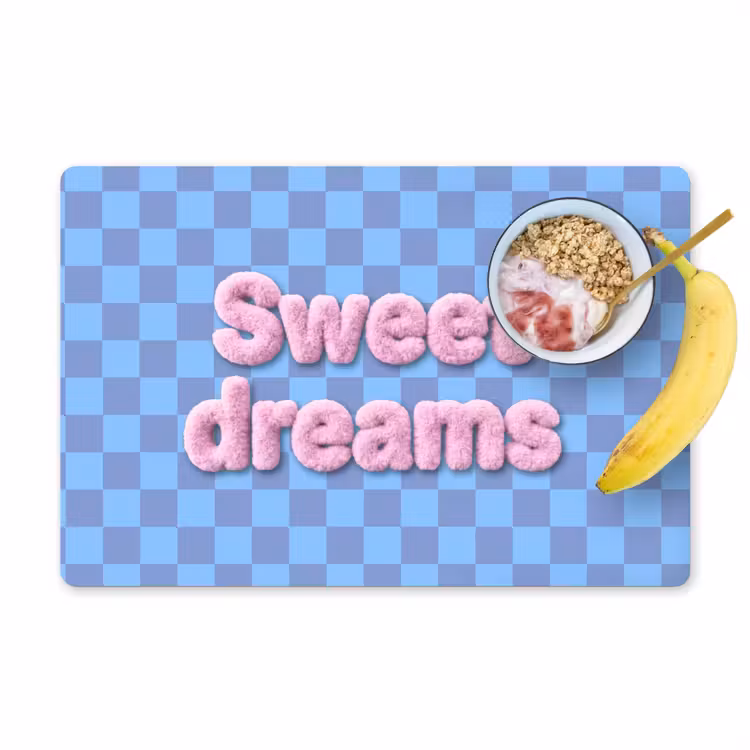 Placemat - 6 stuks - Sweet dreams - Vierkanten - Roze - Blauw — 1