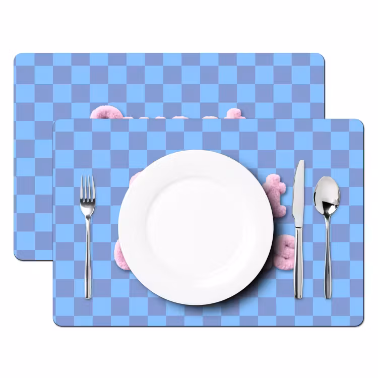Placemat - 6 stuks - Sweet dreams - Vierkanten - Roze - Blauw — 2
