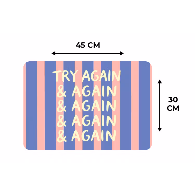 Placemat - 6 stuks - Try again - Strepen - Roze - Verticaal - Blauw — 3