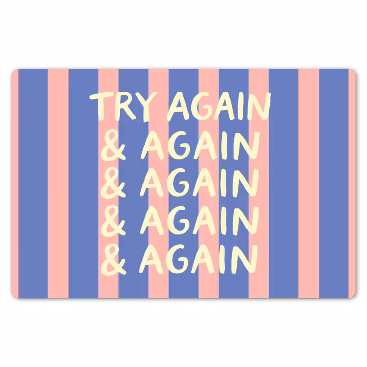 Placemat - 6 stuks - Try again - Strepen - Roze - Verticaal - Blauw — 7