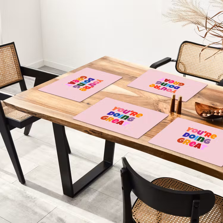 Placemat - 6 stuks - You're doing great - Roze - Kleurrijk — 5